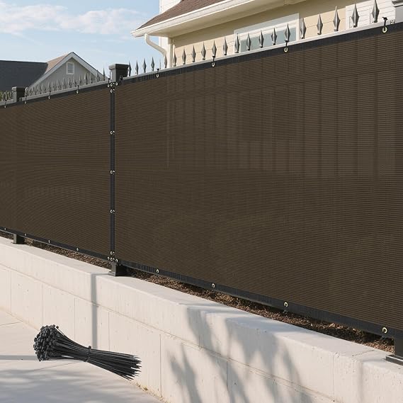 Privacy Screen Fence 4'x99' Brown Outdoor Screen Panels Windscreen Mesh Fencing Blockage Shade Net Cover Temporary Fence for Backyard Balcony Pool Deck Porch Garden