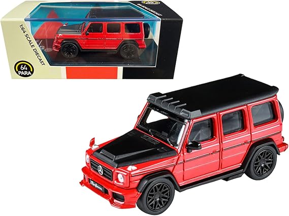 Mercedes AMG G63 Liberty Walk Wagon Red with Black Hood and Top 1/64 Diecast Model Car by Paragon 55162
