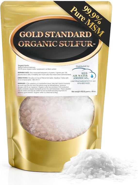 Gold Standard Organic Sulfur Crystals 1lb - 99.9% Pure MSM Crystals
