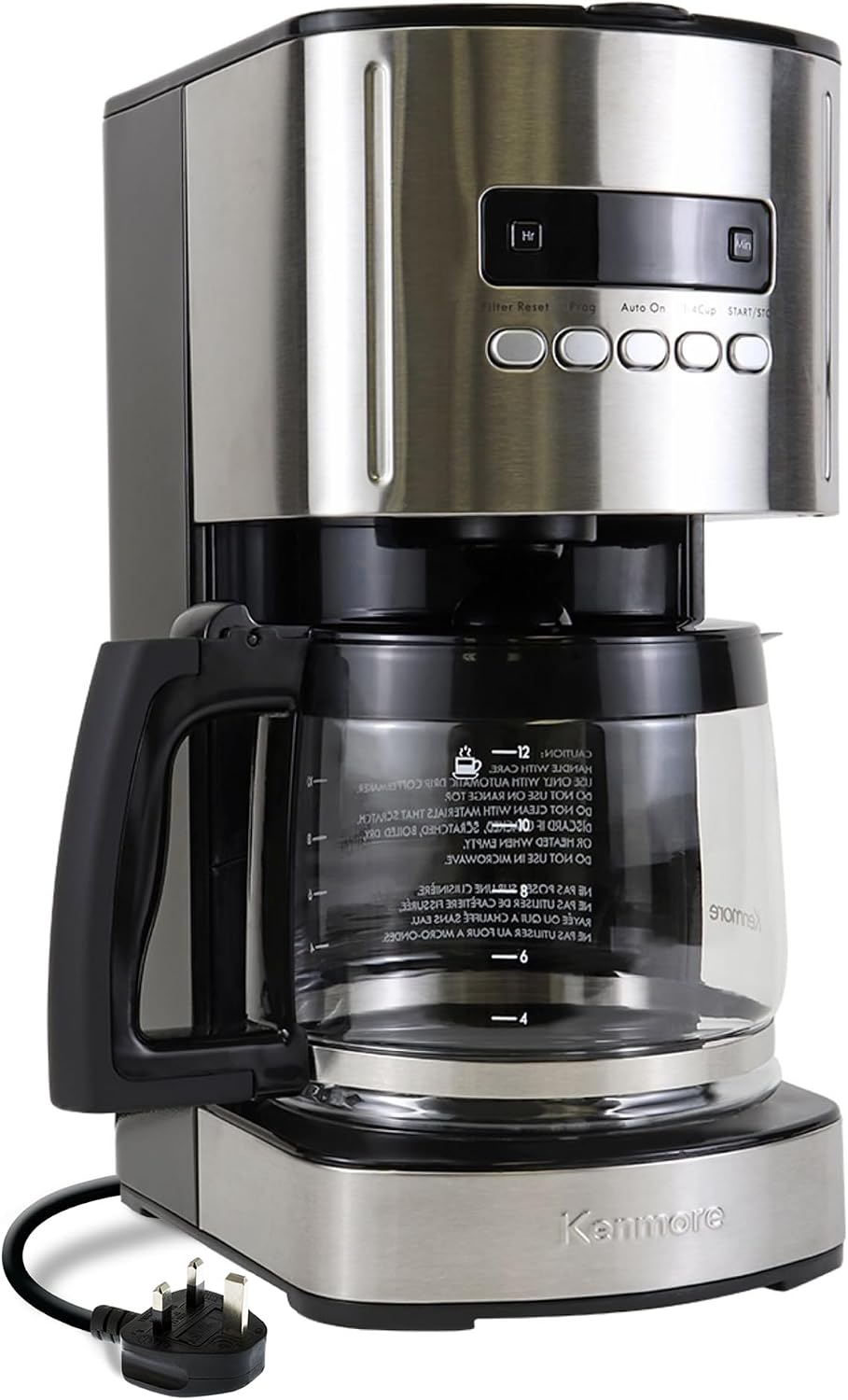 Kenmore Filter Coffee Machines 12-Cup Drip Coffee Makers with 1.8L Glass Pot for Ground Coffee Digital Display Programmable Timer Reusable Filter Auto Shut Off Warming Plate Kitchen Appliances Black