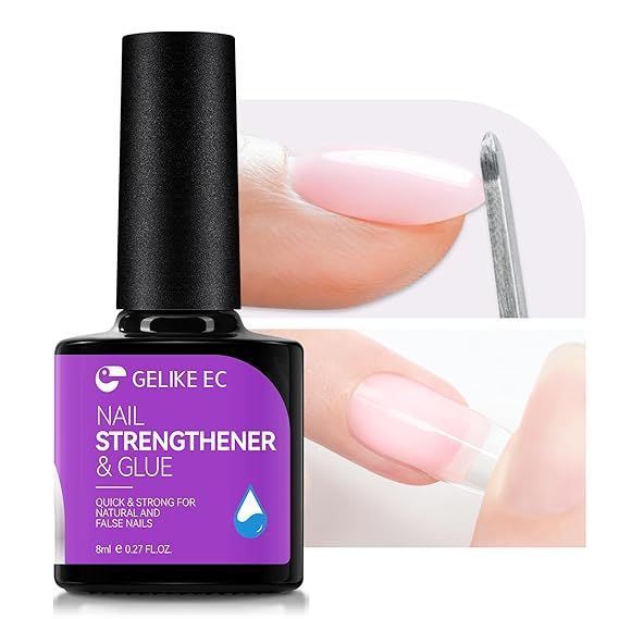 Gelike EC 6-in-1 Jelly Builder Gel Nail Glue:Blissful Blush Pink UV Rubber Base Gel for Apex Building Extra Strong Adhesive for Press On & Acrylic Nail Tips for Home DIY Girls Gift