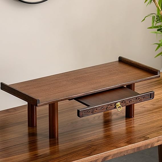 Shrine Altar Table, Meditation Table, Buddha Niche, Puja Tables with Pull-Out Storage Board, Vintage Puja Zen Style Storage Shelf, for Homes Temples Ancestral Halls, for Small Spaces(54cm/21.25in)