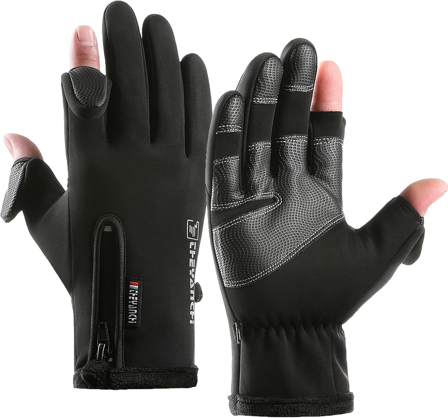 Guantes de pesca de invierno sin dedos para hombres y mujeres, clima frío, resistente al viento, pantalla táctil, guantes de ciclismo cálidos para fotografía, caza, esquí, conducción en