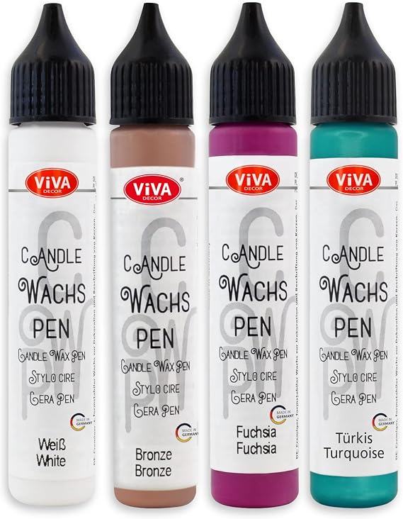 Viva Decor Candle Pen 4 x 0,95 Fl oz -Ice Cream Set - Wax Paint for Candles | Candle Wax Pen for Custom Designs | Safe Candle Paint | for Decorating Candles | for Special Occasions | DIY Projects