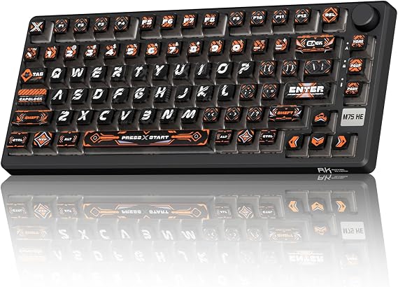 RK ROYAL KLUDGE 75% HE Mechanical Gaming Keyboard Wired Hall Effect Magnetic Compact Keyboard with Rapid Trigger 8000Hz Polling Rate Hot Swappable PCB RGB Backlit PBT Keycaps Volume Knob