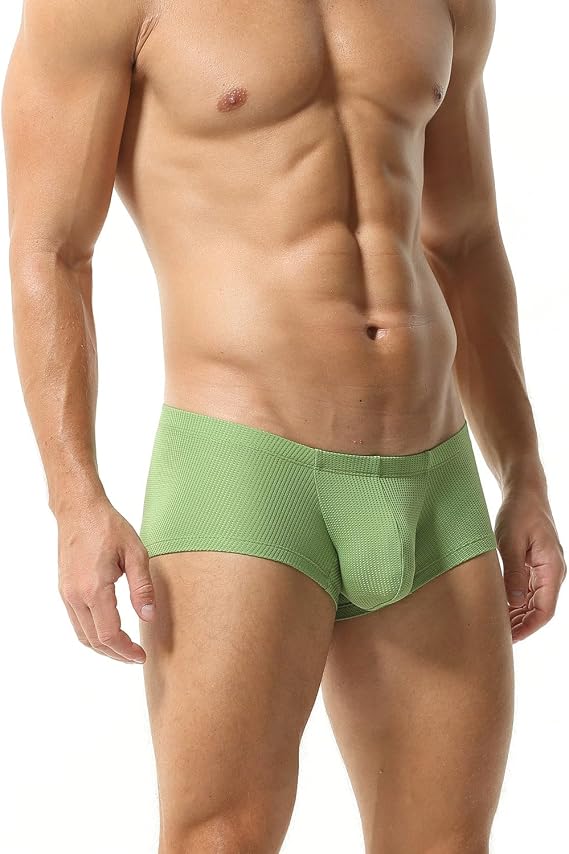Seobean Low Rise Men's Underwear Men Sexy Nylon Stretch Boxer Shorts Trunk Breathable Elastic Underwear