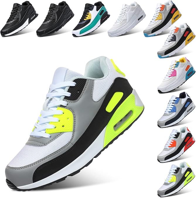 Padgene Men Women Running Shoes Sports Trainers Breathable Lightweight Sneakers Air Cushion Low Top Footwear Waking Fitness Lace up Shoes for Walking Gym Jogging Fitness Athletic Casual