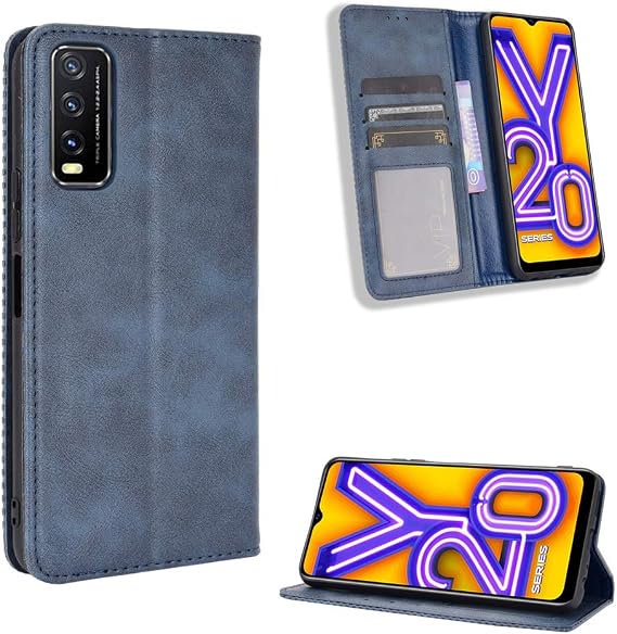 Case for Vivo Y20 2020 Case Cover,Case for Vivo Y20 2020 V2029 / Y20i V2027 Case PU Leather flip Cover Blue