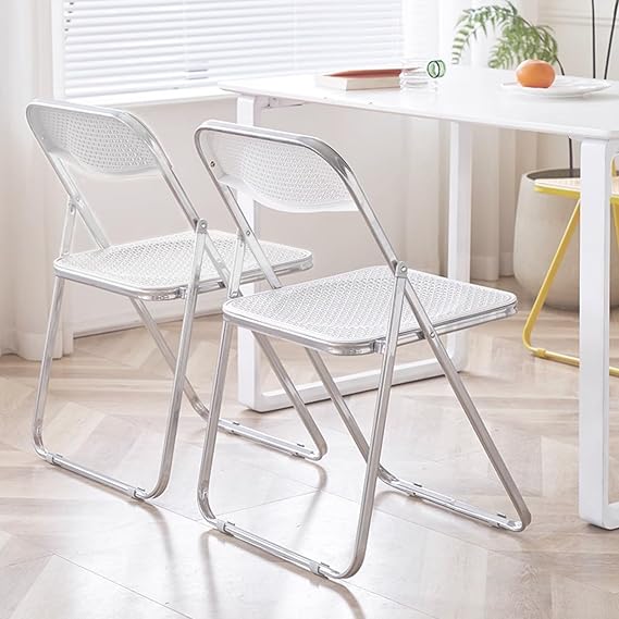 4 Pack Folding Chairs, Foldable Chair with Breathable Mesh Seat and Sturdy Metal Frame Capacity for Indoor Or Outdoor