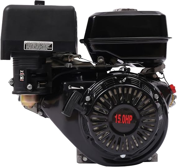 420CC 15HP Gas Motor Engine,4 Stroke OHV Horizontal Shaft Gas Engine Recoil Start Go Kart Motor,9KW 3600Rpm for Go Kart, Compressors, Trenchers(Black)