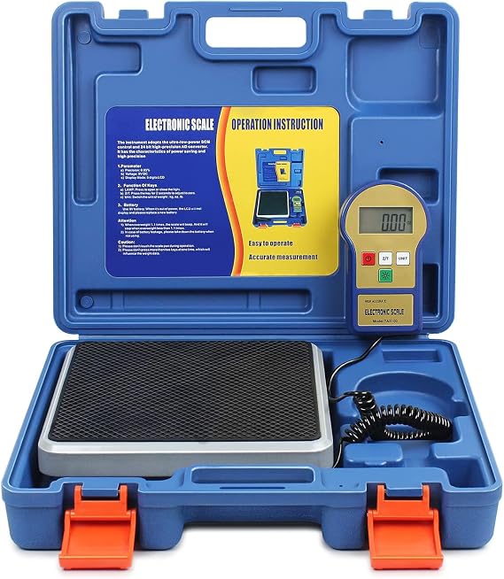 BACOENG Digital Electronic Refrigerant Charging Weight Scale 220lbs for HVAC AUTO AC Freon Recovery with Auto Shut-Off, Back Light and Portable Case