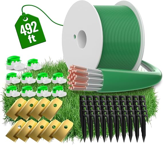 Headley Tools 150m/492ft Universal Lawnmower Boundary Wire Contains 50x Lawn Pegs+10x Wire Connectors+9X Titanium Blades Robotic Lawnmower Wire Compatible with Gardena/Husqvarna/Worx