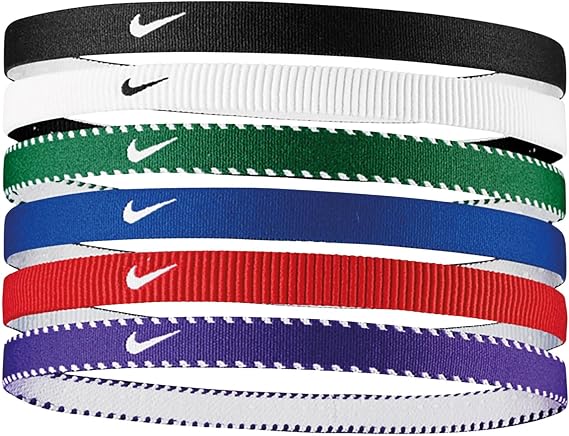 Nike Flex Classic Headbands 6PK Elastic Hair Bands Sport Game Royal (6 Units)