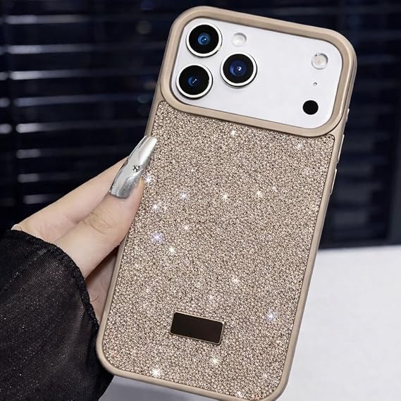 Coverzone Apple İPhone 17 Pro Max ile Uyumlu Elmas Desen Taşlı Kılıf – 2 mm Kamera Çıkıntı Koruma, Işıltılı Lüks Şık Darbe Emici Kapak