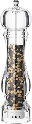 LHS Pepper Mill Grinder Salt Grinder Peppercorn Grinders with Adjustable Coarseness-Clear