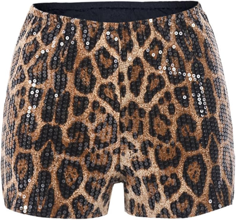 Women Sequin Shorts Sexy Booty Shorts Leopard Short Pants Hot Club
