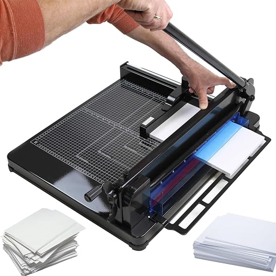 Heavy Duty Paper Cutter, 12 Inch Manual A4 Paper Trimmer, Commercial Stack Paper Trimmer, 400 Sheets Max, 4cm/1.57in Thick,Black