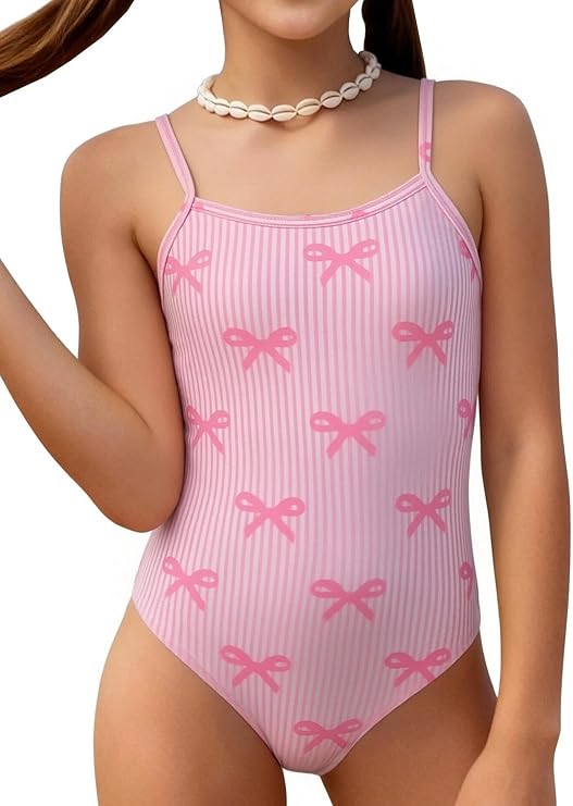 Girls One Piece Swimsuits Cute Summer Beach Crossback Swimwear Sport Bathing Suit with Adjustable Strap
