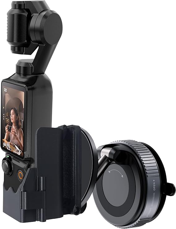 2-in-1 Magnetic Suction Cup Mount for DJI Osmo Pocket 3, Adjustable Pocket 3 Accessories Adapter Car Camera Mount for Windshield/Window/Metal with 30lbs Suction & N52 Magnets
