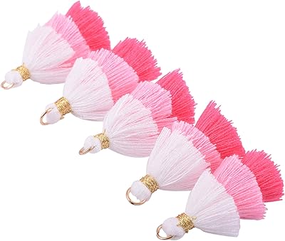 KONMAY 50pcs Bulk 1.43.5cm Tiny Tri-Layered Tassels with Gold Jump Ring for Jewelry Making, Clothing