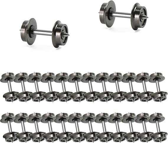 Evemodel N Scale Metal Wheel Sets 6 Pairs / 12 Pairs DC Wheels Metal Axle for FLE Trains HP11150 (24)