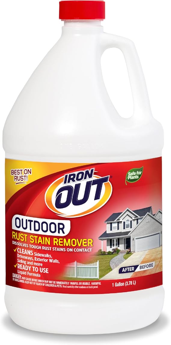 Iron OUT Outdoor Rust Stain Remover, Concrete & Vinyl Cleaner, 1 Gallon