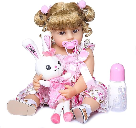 TERABITHIA 22 Inch Lifelike Full Body Silicone Vinyl Flexible Anatomically Correct Reborn Baby Doll Newborn Princess Toddler Girl Dolls Kids Birthday Gift Set