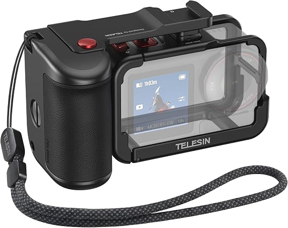 TELESIN DJI Osmo Action 5 Pro/4/3 için alüminyum alaşımdan Street Grip Kit | Kamera sap tutucu seti (sap + ultra hafif kafes) | Patentli basmalı şalter tetikleyici | Ergonomik tasarım