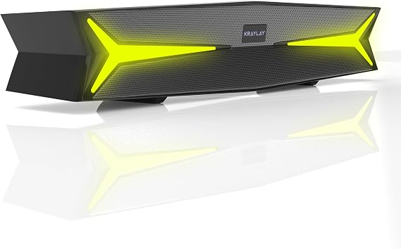 Desktop Soundbar for Computer 15.5 Inches | Bluetooth Soundbar with RGB LED Lights | Clear Bass | AUX, USB, USB-C | Soundbar for Projectors, TVs, Smartphones, Gaming Consoles, Laptop