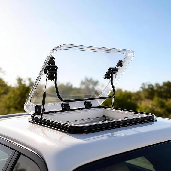RV Skylight Replacement, Camper Skylight with LED, Screen and Shade