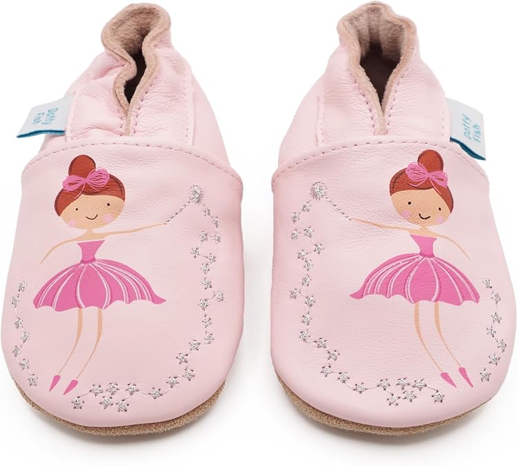 Dotty Fish Soft Sole Leather Baby Shoes - Barefoot, Non-Slip, Unisex