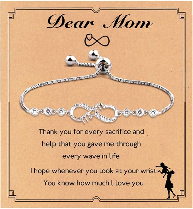 Infinity Endless Love Link Bracelets for Women Girls, 925 Sterling Silver Adjustable Bracelet with 5A CZ, Infinity Jewelry for Women Teen Girls Bracelets for Christmas Gifts