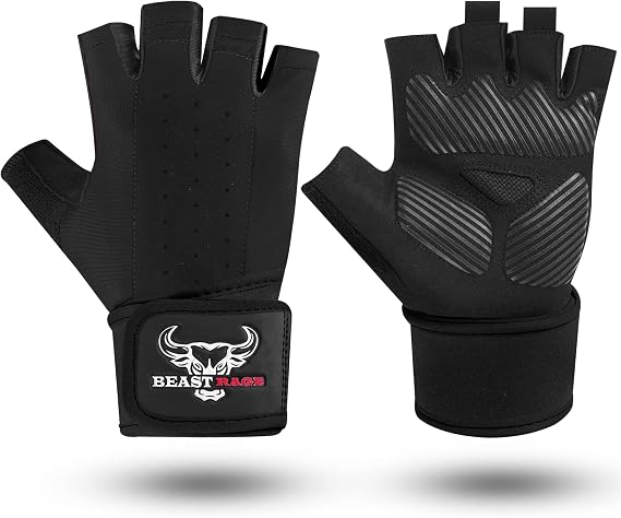 BEAST RAGE Weight Lifting Gloves For Men Women Wrist Support Padded Palm Protection Breathable snug fit For Fitness Exercise Workout Gloves Cycling Pull Ups Training Gym Gloves