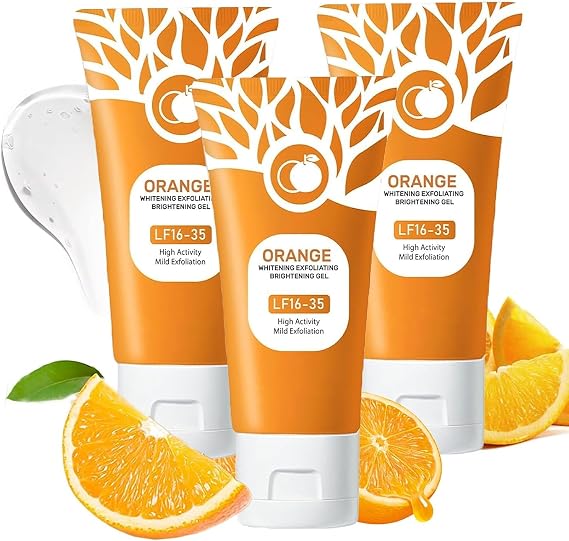 Orange Peeling Gel - Deep Exfoliating Cleanser for Face and Body, Purifying Exfoliating Gel, Gentle Effective Radiant Skin Scrub with Orange Bubble Formula, Brightening Scrub for Women (3PC, 50g)