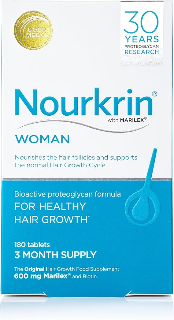Nourkrin Woman for Healthy Hair Growth food supplement with Marilex, biotin and silica 180 tablet pack (3 month supply)