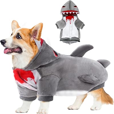 Shark Dog Costume for Small & Medium Dogs - Winter Coat Jacket, Funny Pet Costume for Christmas, Birthdays & Cosplay