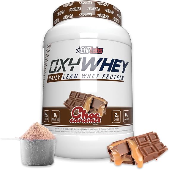 EHP Labs OxyWhey Whey Protein Isolate 25g High Protein, Low Carb, Sugar Free Meal Replacement Lean Whey Powder for Muscle Recovery Non-GMO, Gluten Free 25 Serves Chocolate Caramel