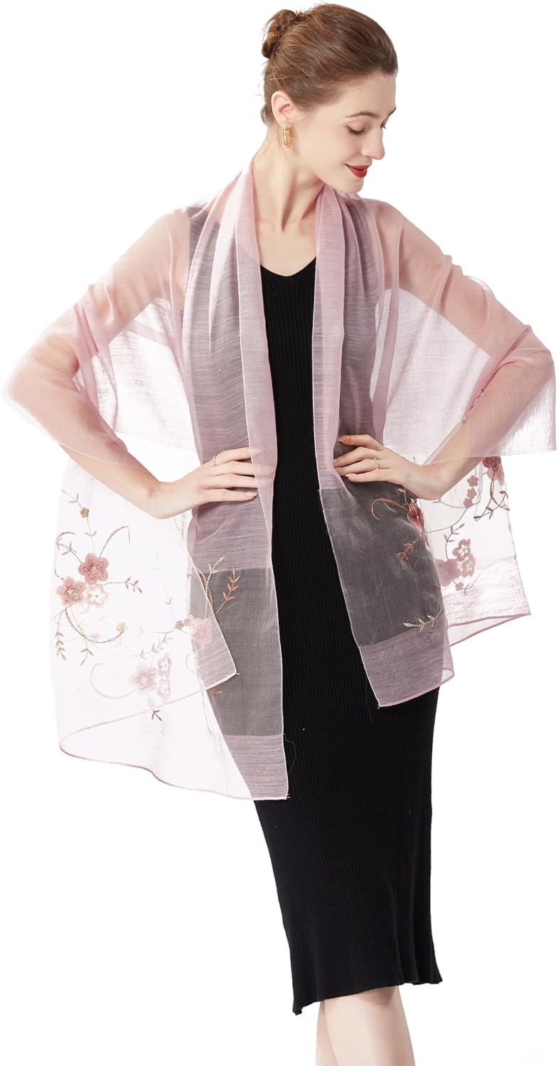 STARWHISPER Women Silk & Wool Long and Large Scarf Shawl Wrap For Evening Dress