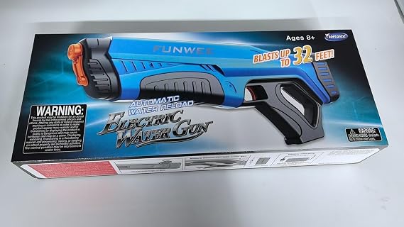 Electric Water Guns for Adults & Kids, Automatic Water Reload & Shooting Over 250 Blasts Water Blaster Squirt Gun Up to 32 FT Long Range, Summer Beach Pool Backyard Outdoor Toys (Black+Blue)