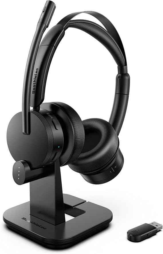 Wireless Headset with Mic for Work, Bluetooth Headset with Noise Cancelling