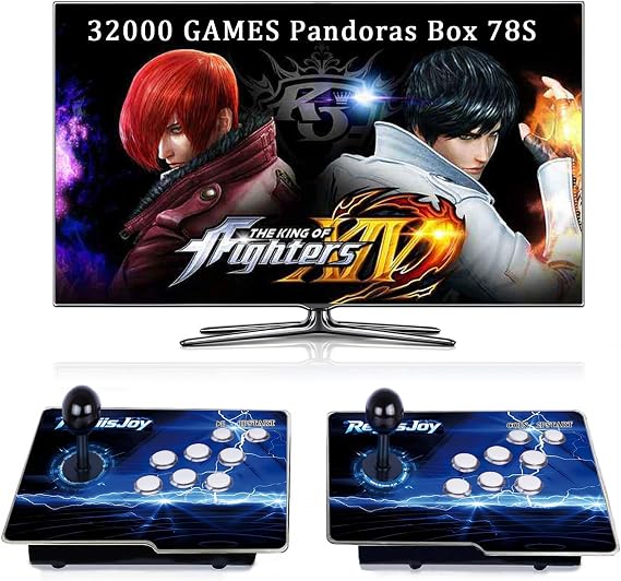 RegiisJoy 32000 in 1 Pandoras Box 78S Arcade Game Console , Retro Game Machine for PC & Projector & TV, 2-4 Players, 3D Games, Search/Hide/Save/Load/Pause Games, 1280X720, Separate Console