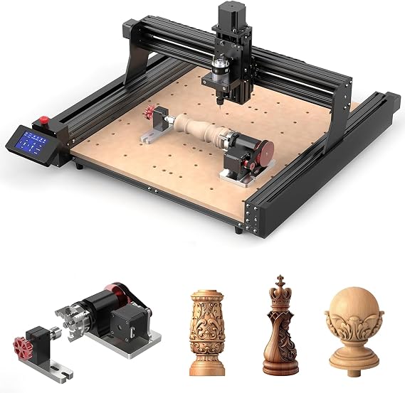 Twotrees TTC450 360° Rotation for Laser Engraving Cans Rotary Module Kit CNC Router 4-Axis Machine for Engraving Cutting MDF Solid Wood for DIY Engraving CNC Engraving