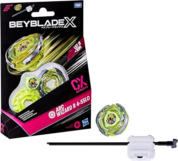 Bey Blade X Arc Wizard R 4-55LO CX Starter Pack Set, Stamina Type Top and Launcher; Authentic Takara Tomy Battle Tops Games, Toys for Boys and Girls 8+