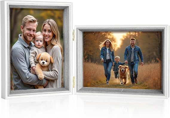 4x6 Double Hinged Picture Frame,College Photo Standing Display, PS02-GYD6