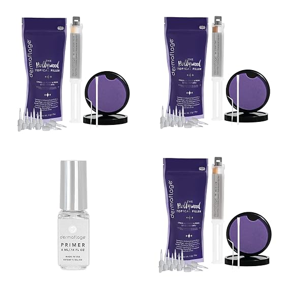 Dermaflage Scar Filler Kit Bundle - Golden Fair, Light Tan & Medium Shades + Extended Wear Primer - Waterproof Silicone Scar Concealer for Acne, Wrinkles & Ice Pick Scars - 1-Month Supply Each