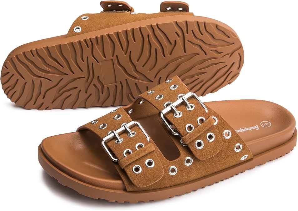 FUNKYMONKEY Women's Slides Sandals Slip On Comfort Flat for Summer