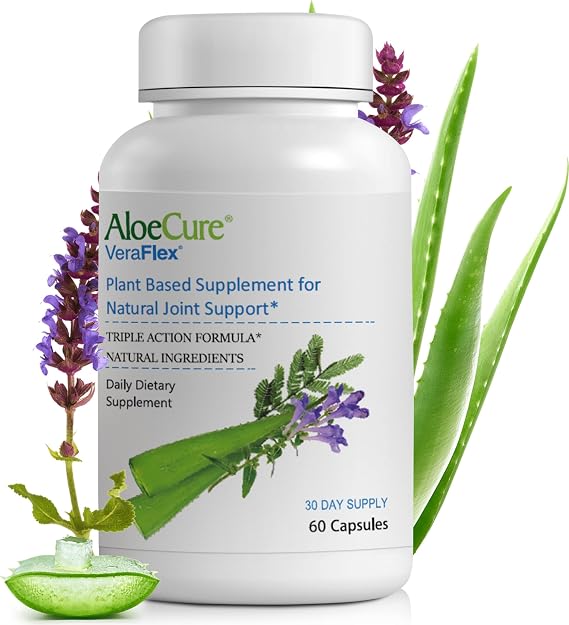 VeraFlex Plant Based Natural Joint Health Supplement, 60 Capsules | Vegan plant-based blend with Organic Aloe, Chinese Skullcap, Acacia Catechu. Great Natural daily Joint + Mobility support