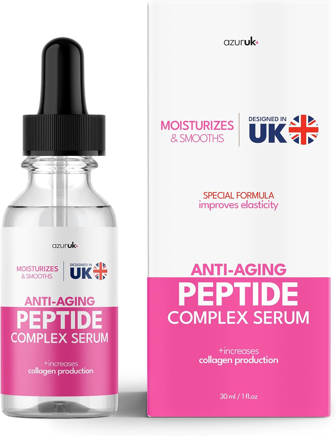 Peptide Serum - Complex Peptide Face Serum, Improves Skin Elasticity + Collagen Booster - Anti-Aging Skin Serum - Moisturizes & Smoothens (30ml)