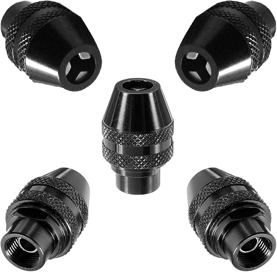 5-Pack 4486 Quick Change Keyless Chuck Adapter Kit Replacement for Dremel Rotary Tools 1/32" to 1/8" Shank, All-Metal 3-Jaw Chuck for Models 3000, 4000, 7700, 8200, 395, 4300