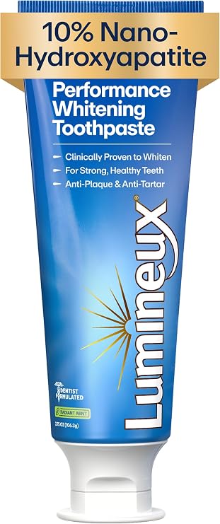 Lumineux 10% Nano Hydroxyapatite Whitening Toothpaste, 3.75 oz | Fluoride free gentle formula, clinically supported NASA-developed nHA that remineralizes for strong enamel & bright teeth